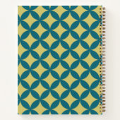 Mid-Century Mod Geometrische Retro Modern Blauwgro Notitieboek (Achterkant)