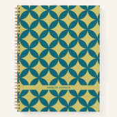 Mid-Century Mod Geometrische Retro Modern Blauwgro Notitieboek (Voorkant)