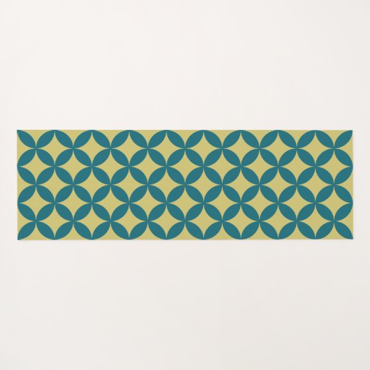 Mid-Century Mod Geometrische Retro Modern Blauwgro Yogamat (Achterkant (horizontaal))