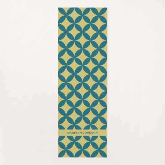 Mid-Century Mod Geometrische Retro Modern Blauwgro Yogamat (Voorkant)