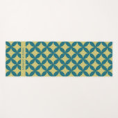 Mid-Century Mod Geometrische Retro Modern Blauwgro Yogamat (Voorkant (horizontaal))