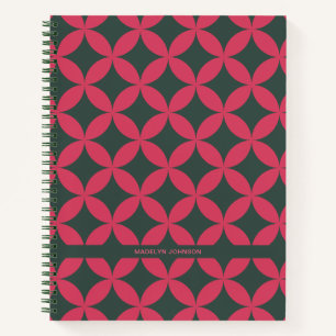 Mid-Century Mod Geometrische Retro Modern Pink & F Notitieboek