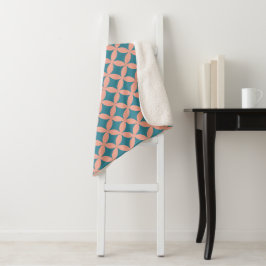 Mid-Century Mod geometrische retro moderne perzik, Sherpa Deken