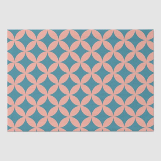 Mid-Century Mod geometrische retro moderne perzik Tissuepapier (Voorkant)
