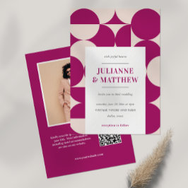 Mid Century mod Paarse cirkel scallop QR FOTO Kaart