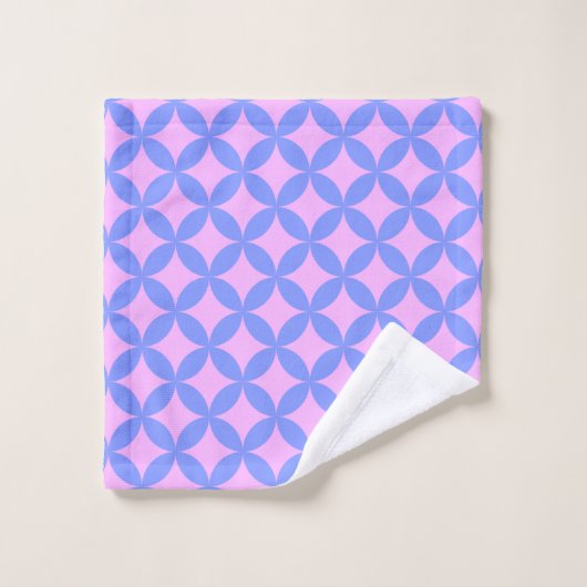 Mid Century Mod Pattern in Pink and Periwinkle Bad Handdoek (Wasdoekje)