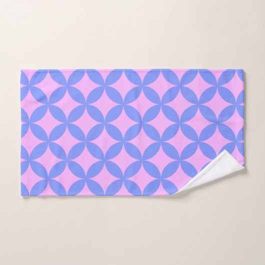 Mid Century Mod Pattern in Pink and Periwinkle Bad Handdoek (Handdoek)