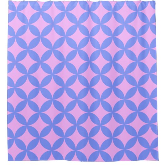 Mid Century Mod Pattern in Pink and Periwinkle Douchegordijn (Voorkant)