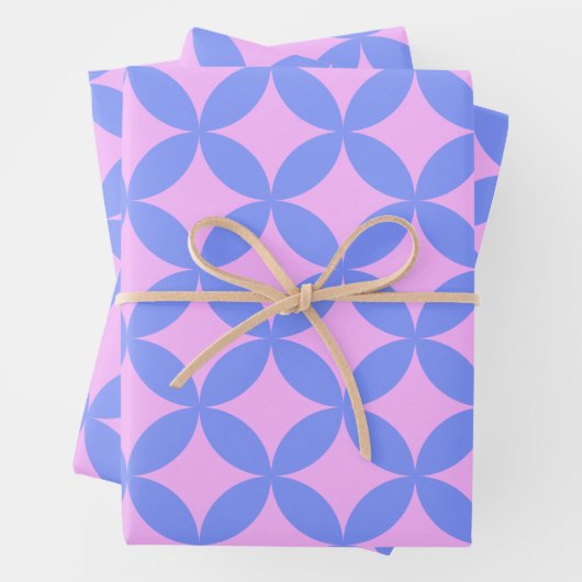 Mid Century Mod Pattern in Pink and Periwinkle Inpakpapier Vel (In situ)