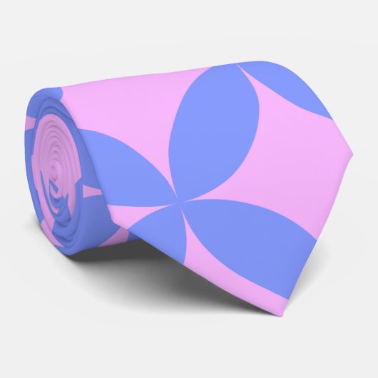 Mid Century Mod Pattern in Pink and Periwinkle Stropdas (Opgerold)