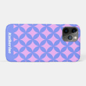 Mid Century Mod Pattern Roze Paars gepersonaliseer Case-Mate iPhone Case (Achterkant (horizontaal))