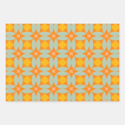 Mid Century Mod Quilt Tiles Pattern Retro Pastels Inpakpapier Vel (Voorkant 3)