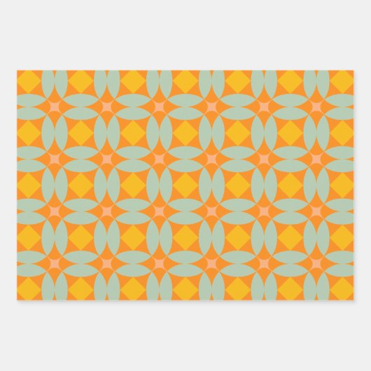Mid Century Mod Quilt Tiles Pattern Retro Pastels Inpakpapier Vel (Voorkant)