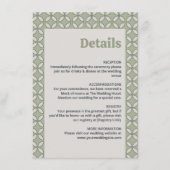 Mid Century Mod Retro Bruiloft Details Olijfgroen Informatiekaartje (Voorkant)