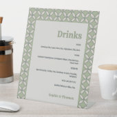 Mid Century Mod Retro Bruiloft Olijf Groene Drinke Reclamebord Met Voetstuk (Insitu)