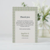 Mid Century Mod Retro Bruiloft Olijfgroen Bedankkaart (Staand voorkant)