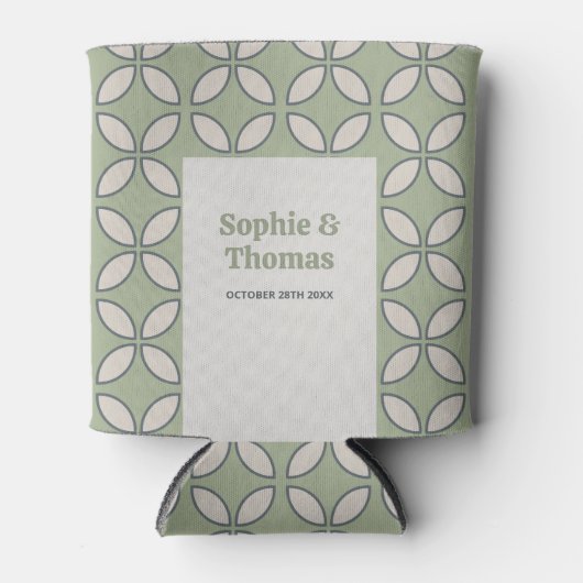 Mid Century Mod Retro Bruiloft Olijfgroen Blikjeskoeler (Voorkant)