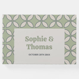 Mid Century Mod Retro Bruiloft Olijfgroen Gastenboek