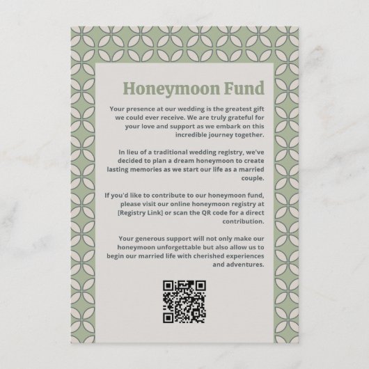 Mid Century Mod Retro Bruiloft Olijfgroen Informatiekaartje (Voorkant)