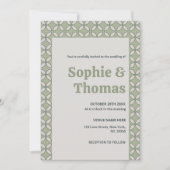 Mid Century Mod Retro Bruiloft Olijfgroen Kaart (Voorkant)