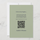 Mid Century Mod Retro Bruiloft Olijfgroen Kaart (Achterkant)