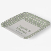 Mid Century Mod Retro Bruiloft Olijfgroen Papieren Bordje (Gebogen)