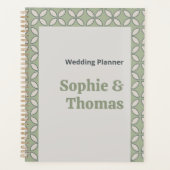 Mid Century Mod Retro Bruiloft Olijfgroen Planner (Voorkant)