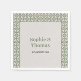 Mid Century Mod Retro Bruiloft Olijfgroen Servet