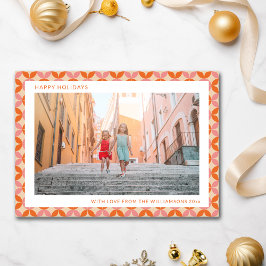 Mid Century Mod Roze Sinaasappel Unique Two Foto Feestdagenkaart