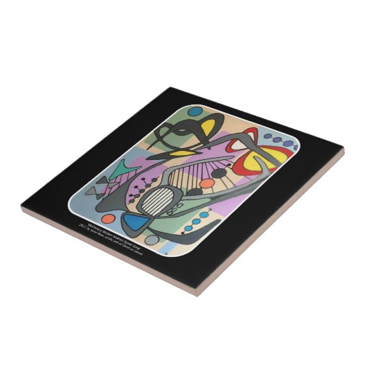 Mid Century Mod Spider Song schilderij op een Tegeltje (Zijkant)