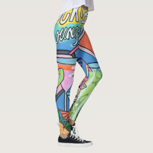 'Mid Century Mod Tropical Tiki Lounge' schilderij  Leggings