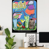 'Mid Century Mod Tropical Tiki Lounge' schilderij Poster (Thuiskantoor)