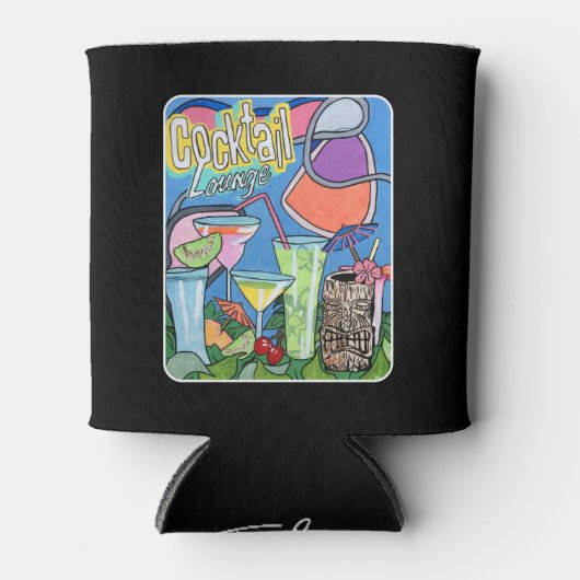 Mid Century Mod Tropical Tiki Lounge schildert op  Blikjeskoeler (Voorkant)