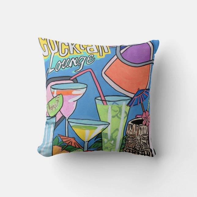 Mid Century Mod Tropical Tiki Lounge schildert op  Kussen (Voorkant)