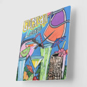 Mid Century Mod Tropical Tiki Lounge schildert op  Vierkante Klok (Hoek)