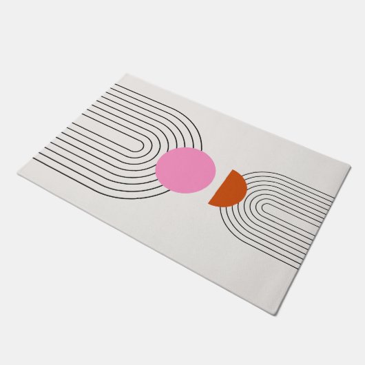 Mid Century Modern 02 Zon en regenboog crème roze Deurmat (Schuin)