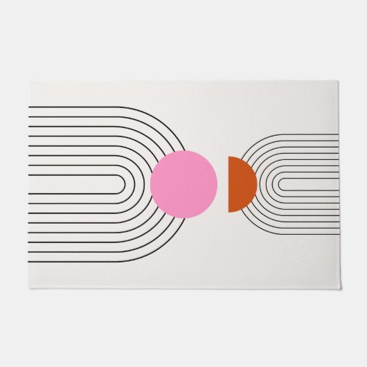 Mid Century Modern 02 Zon en regenboog crème roze Deurmat (Voorkant)