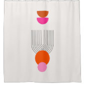 Mid Century Modern 03 Abstracte boog Roze Sinaasap Douchegordijn (Voorkant)