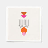 Mid Century Modern 03 Abstracte boog Roze Sinaasap Servet (Voorkant)