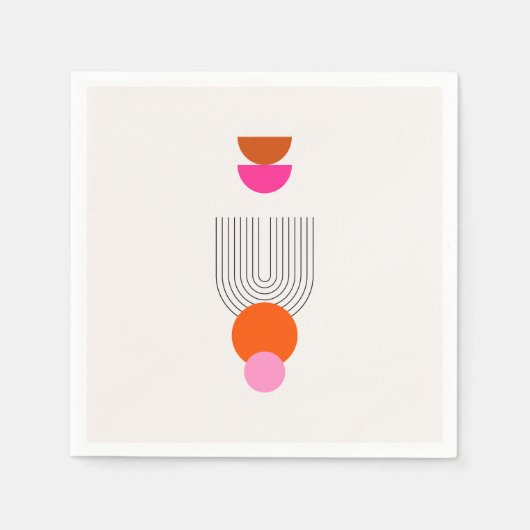 Mid Century Modern 03 Abstracte boog Roze Sinaasap Servet (Voorkant)