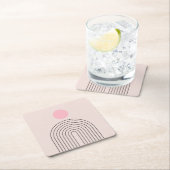 Mid Century Modern 05 Zon en regenboog Blush Roze Kartonnen Onderzetters (Insitu)