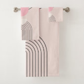 Mid Century Modern 06 Blush Roze Boho Arch Bad Handdoek (Insitu)