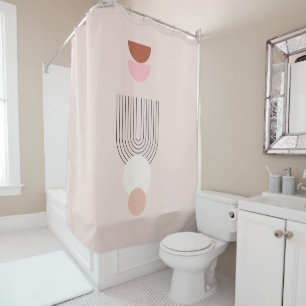 Mid Century Modern 07 Blush Roze  Boho Arch Douchegordijn