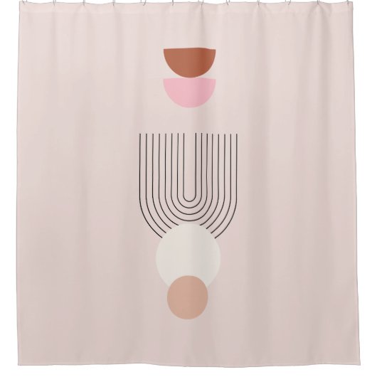 Mid Century Modern 07 Blush Roze  Boho Arch Douchegordijn (Voorkant)