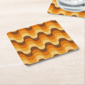 Mid Century Modern 1970s Wavy Stripe Pattern Kartonnen Onderzetters (Schuin)