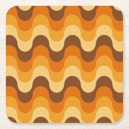 Mid Century Modern 1970s Wavy Stripe Pattern Kartonnen Onderzetters (Voorkant)
