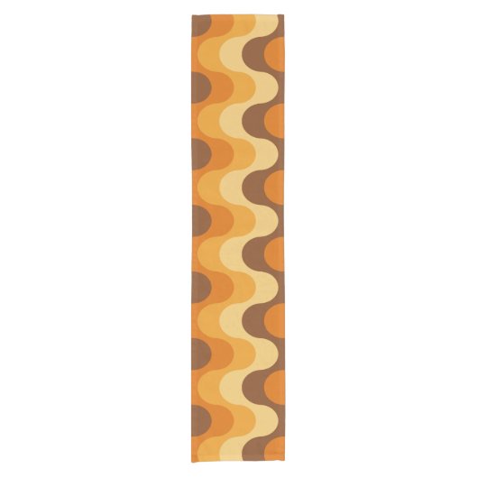 Mid Century Modern 1970s Wavy Stripe Pattern Korte Tafelloper (Voorkant)