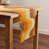 Mid Century Modern 1970s Wavy Stripe Pattern Korte Tafelloper (Voorbeeld)