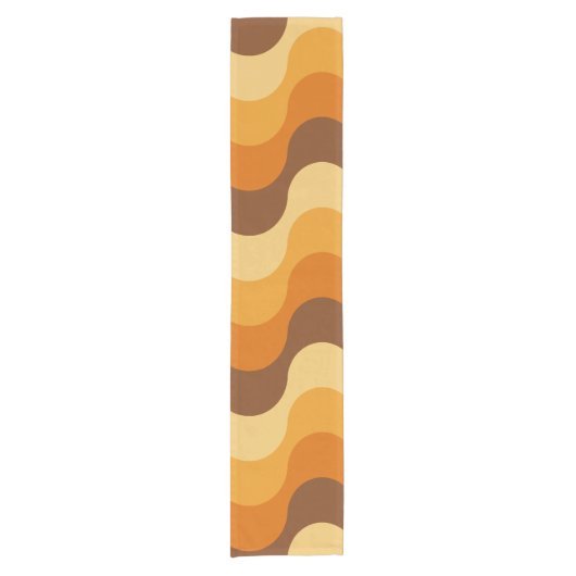 Mid Century Modern 1970s Wavy Stripe Pattern Korte Tafelloper (Voorkant)