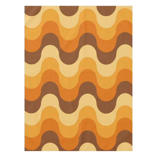Mid Century Modern 1970s Wavy Stripe Pattern Tafelkleed (Voorkant)